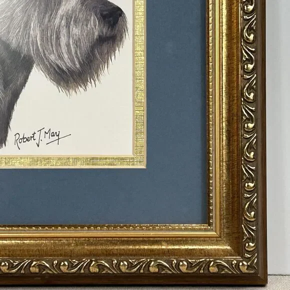 Vintage Schnauzer Framed Print Robert J May Heaven Quote Dog Wall Art 10x12 - Picture 7 of 16